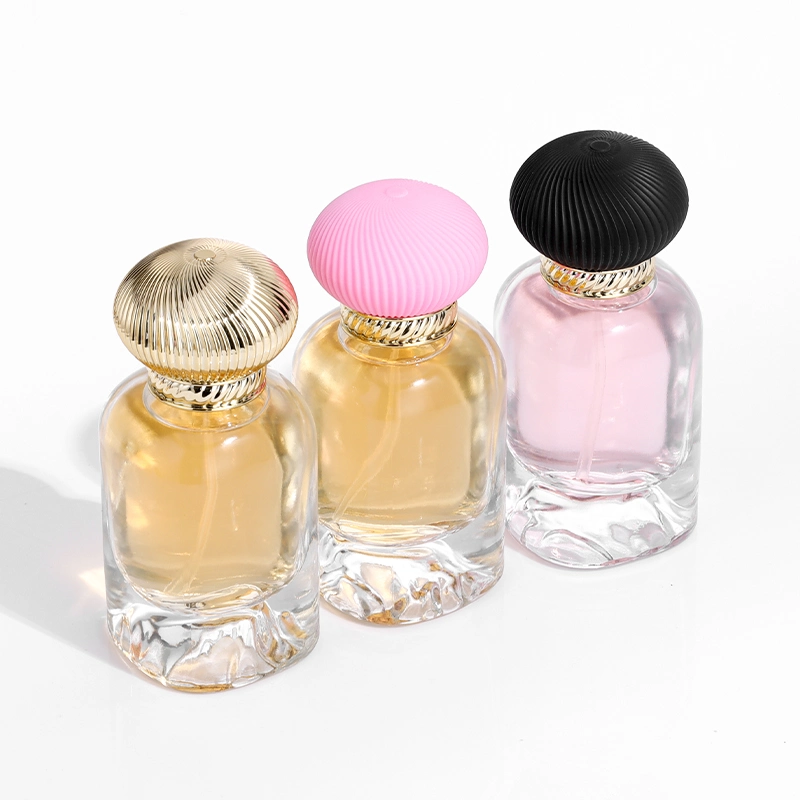 30ml 50ml 100ml Luxury Volcano Bottom Round Glass Perfume Empty Bottle with Acrylic Cover