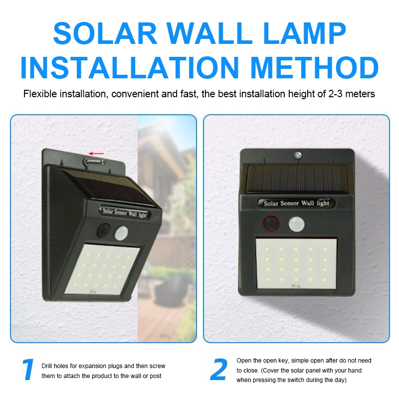 20 LED Solar Motion Sensor Wall Light Solar Garden Lights Outdoor Waterproof LED with Wide-Angle Solar Lamp