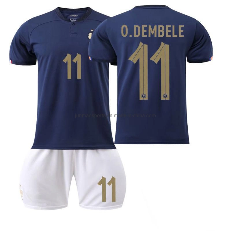 Venta caliente Conjunto de entrenamiento de fútbol del club de hombres de Francia Camiseta de fútbol personalizada con número Nombres personalizados Ropa deportiva para niños