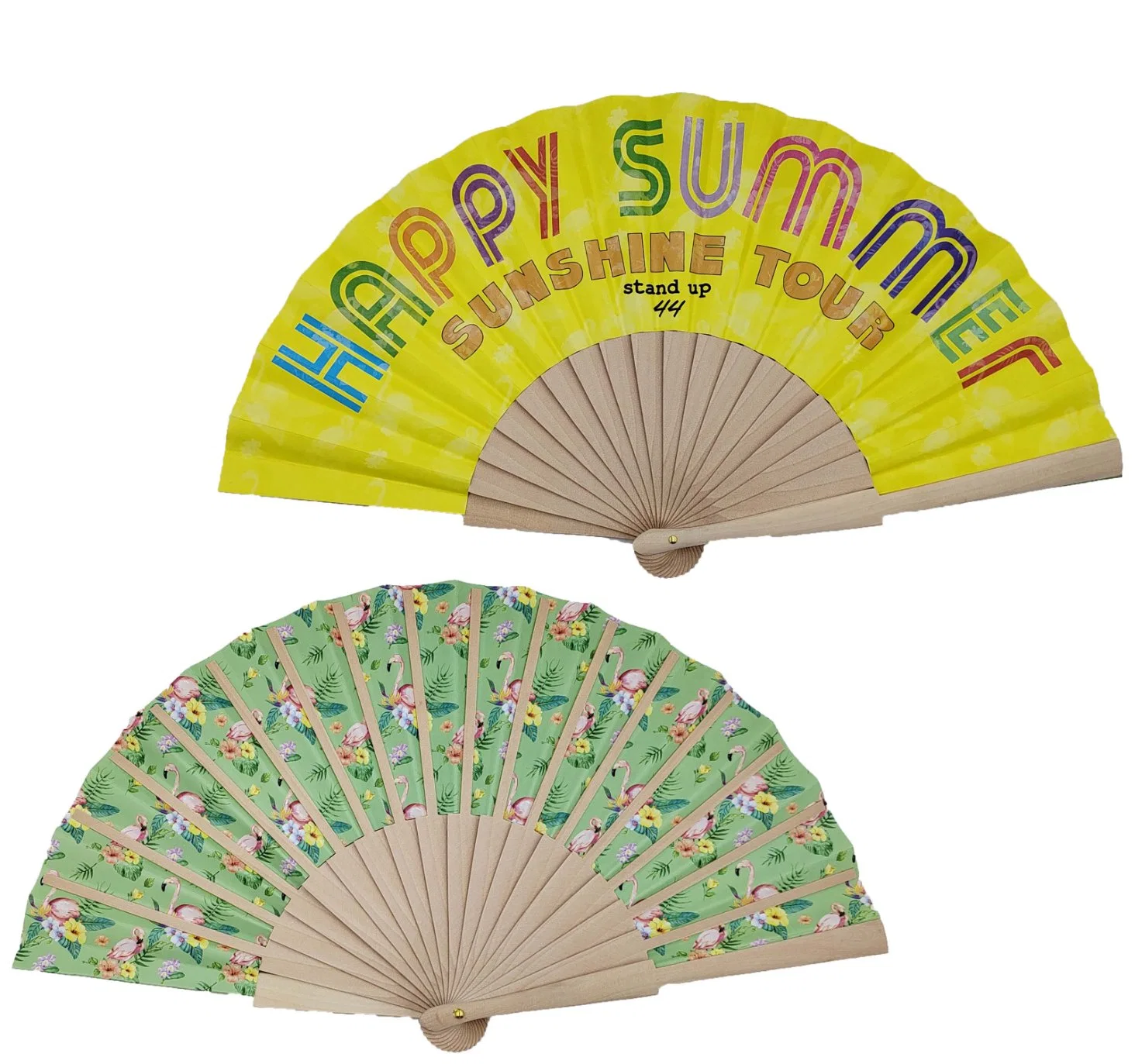 Wholesale/Supplier Advertising Promotional Hand Fan Wooden/Plastic/Bamboo 21/23/33cm Rib with Fabric/Paper Folding Hand Fans Customized