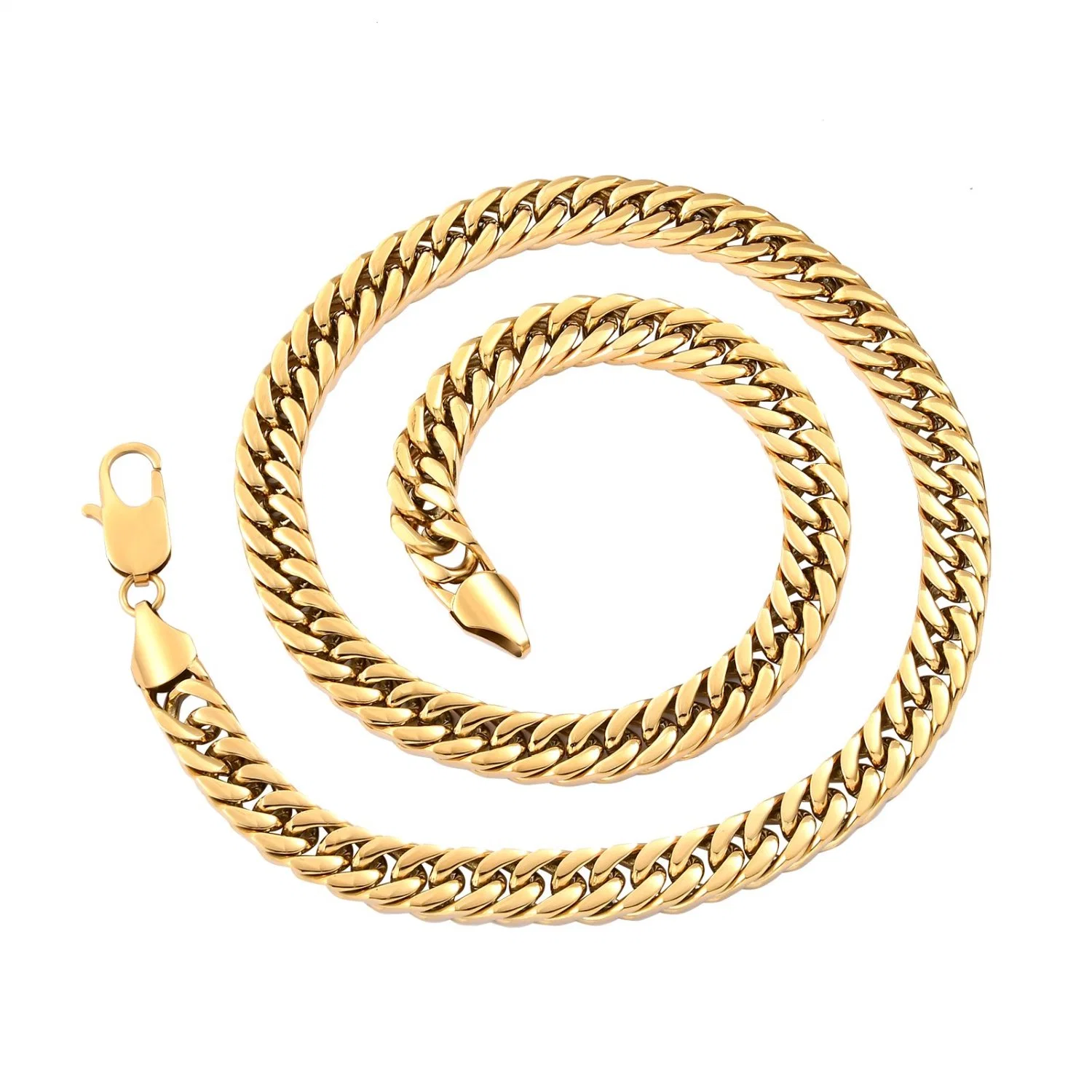 Грустное ожерелье кубинской цепи связи для Hip Hop Men Украшения Lady Fashion 14K с золотым покрытием