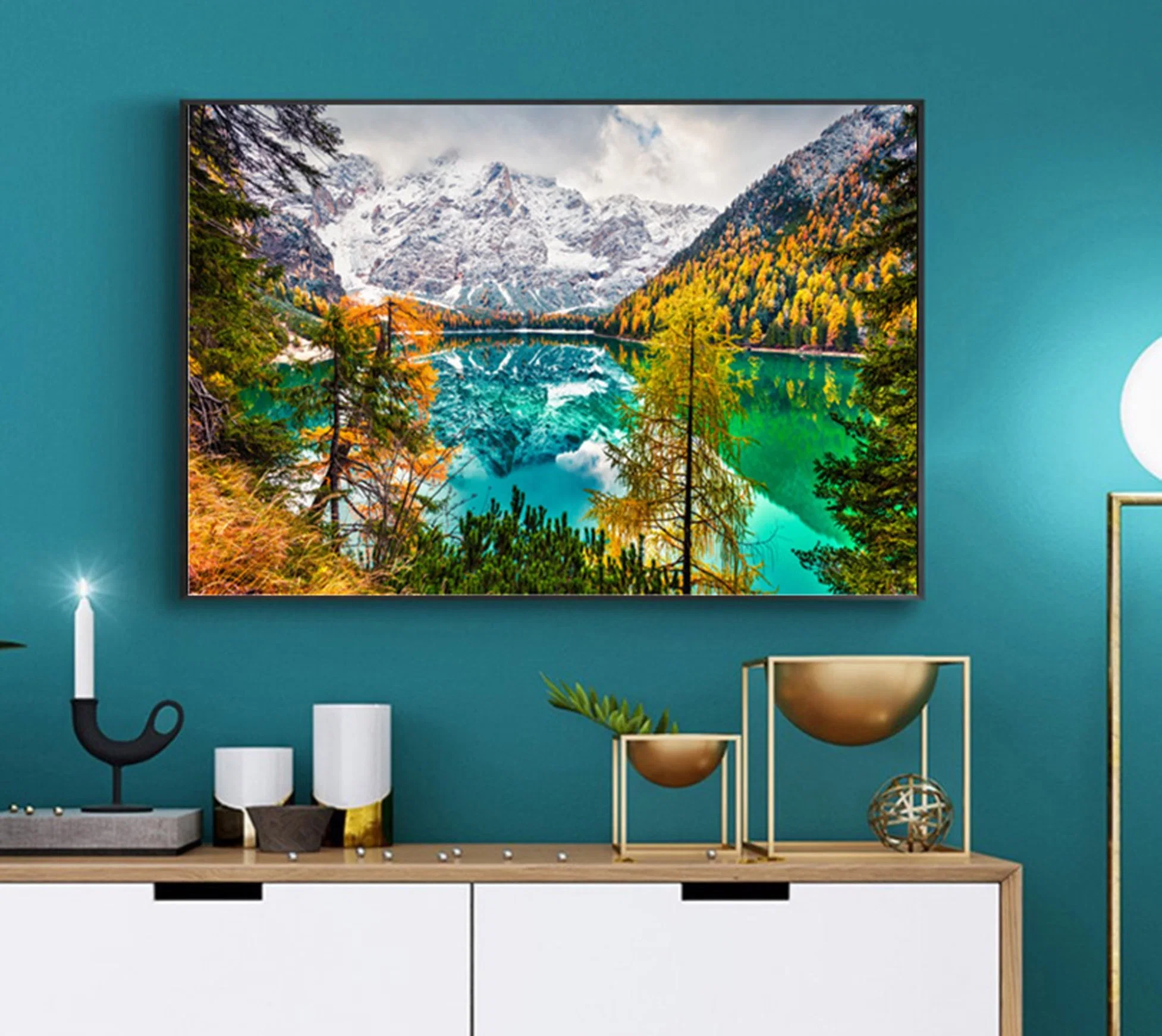 Wall Art Aurora Scenery Painting on Canvas Stretched and Framed Canvas Paintings