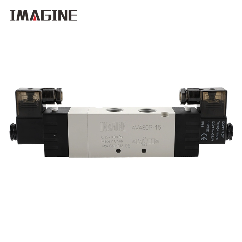 4V430c-15 Three-Position Five-Way MID-Sealing Reversing Solenoid Valve MID-Release 4V430e-15 Pneumatic Valve 4V430p-15