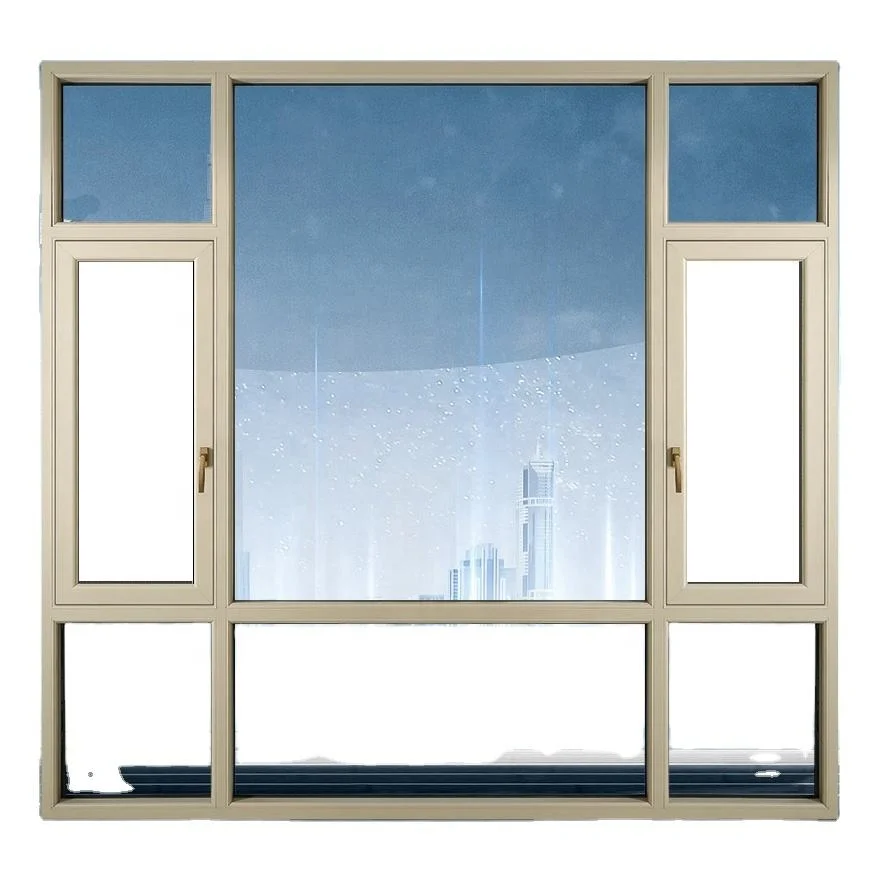 Large Glass Frame Aluminum Casement Window with Mosquito Mesh