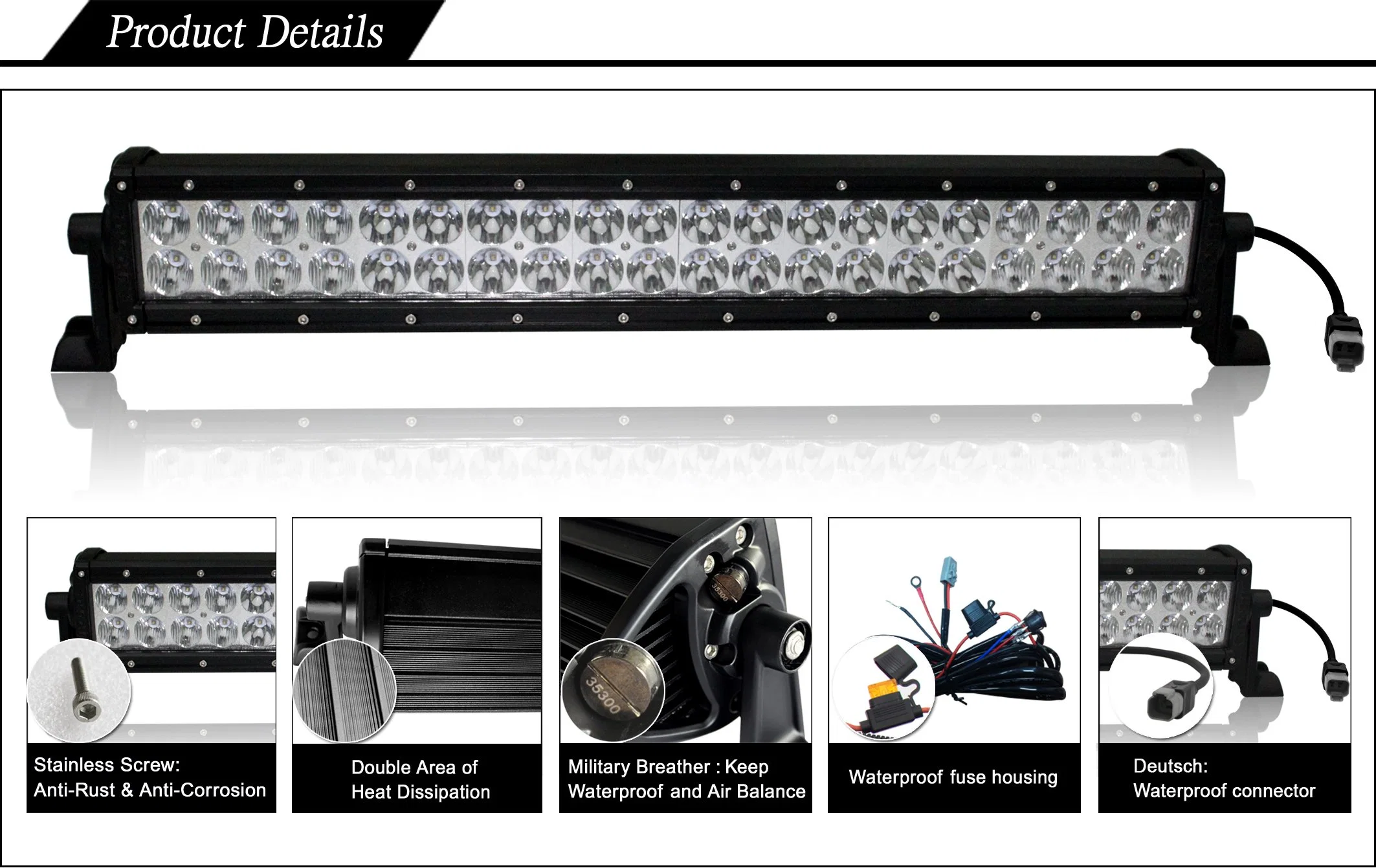 10 Inch 6500K Combo Waterproof Double Row Emark Offroad LED Light Bar