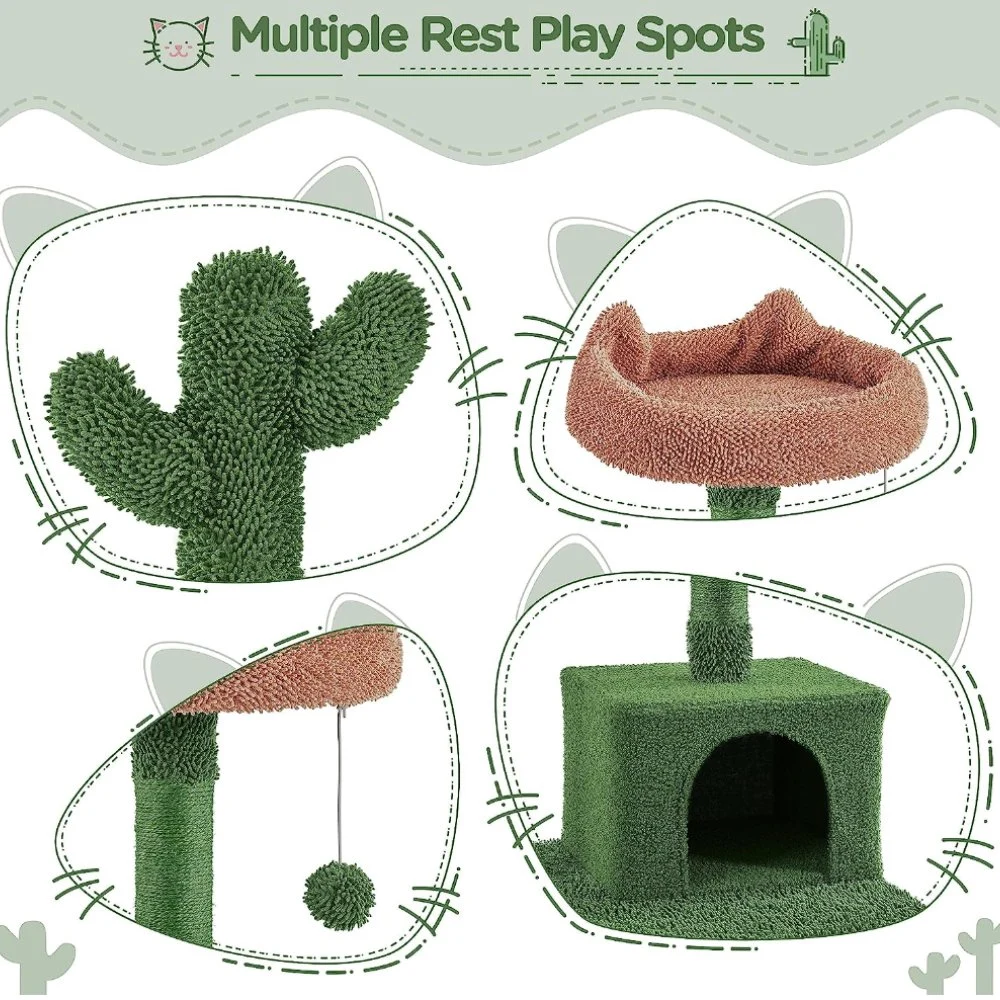 62in Cactus Cat Tree King Activity Center Large Cat Condo