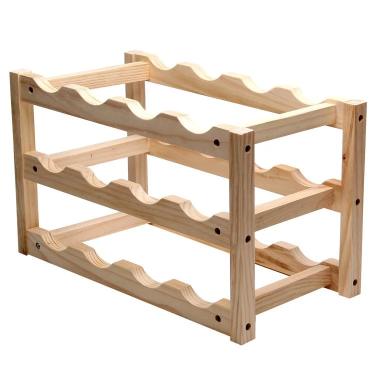 3 Tier Sturdy and Durable Wooden Wine Rack Wine Storage Cabinet Shelf