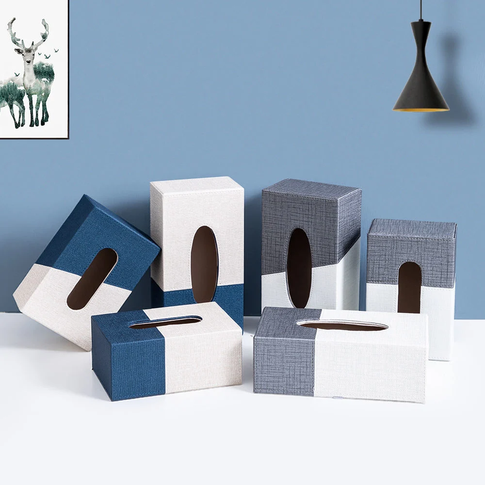 Nordic Luxury Tissue Case Box контейнер PU Leather складной Home Украшения для кухни