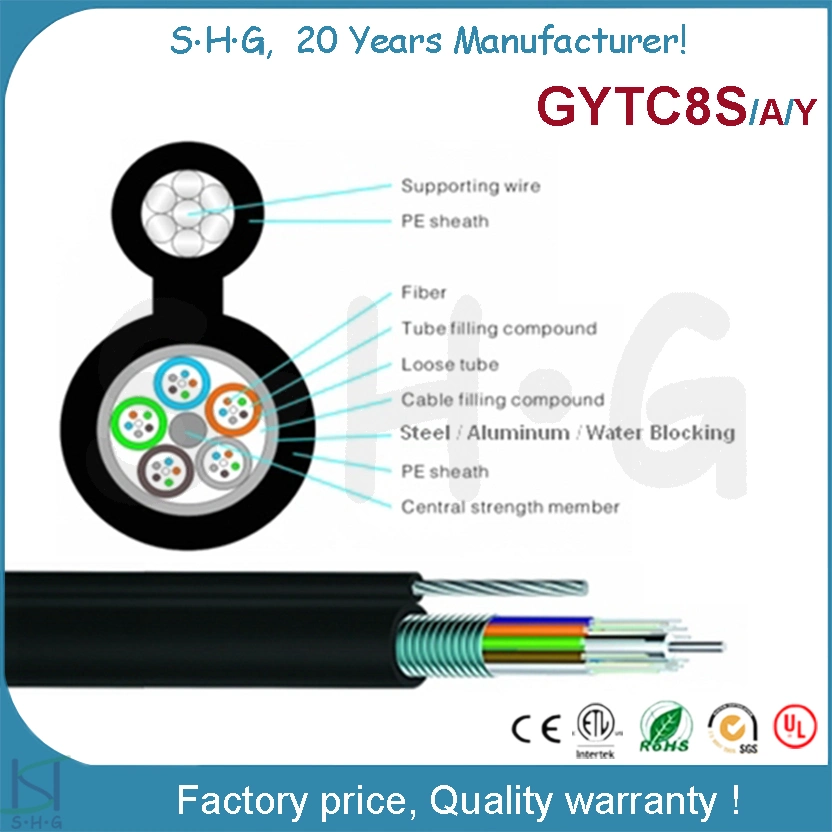 12/24/36/48/60/72/96/144 Core Figure 8 Multi Loose Tube Armored Outdoor Fiber Optic Cable GYTC8S