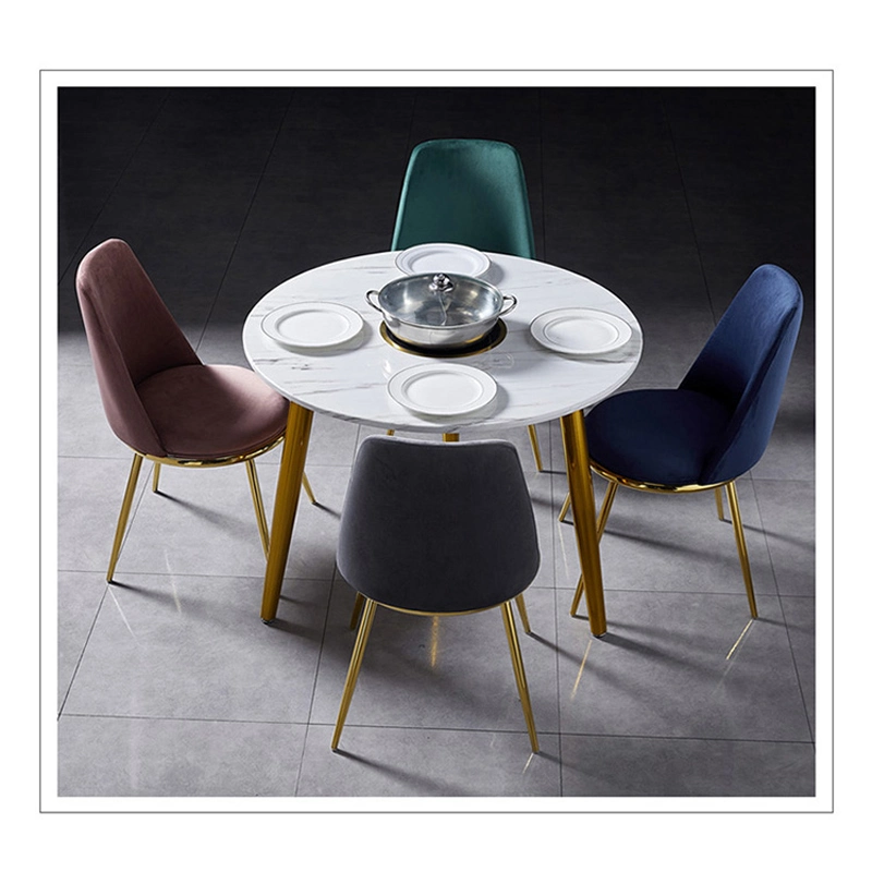 Modern Luxury Restaurant Chair Home Dining Room Furniture Cafe Gold Feet Velvet Fabric Dining Chairs