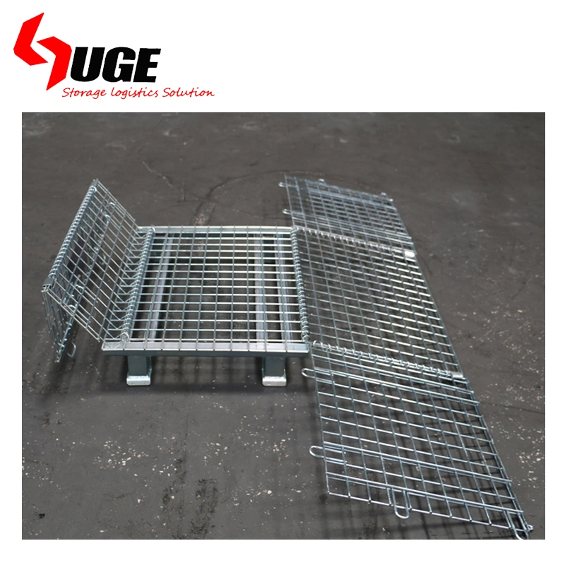 Foldable Metal Turnover Box and Stackable Stillages Cage Wire Mesh Containers for Warehouse