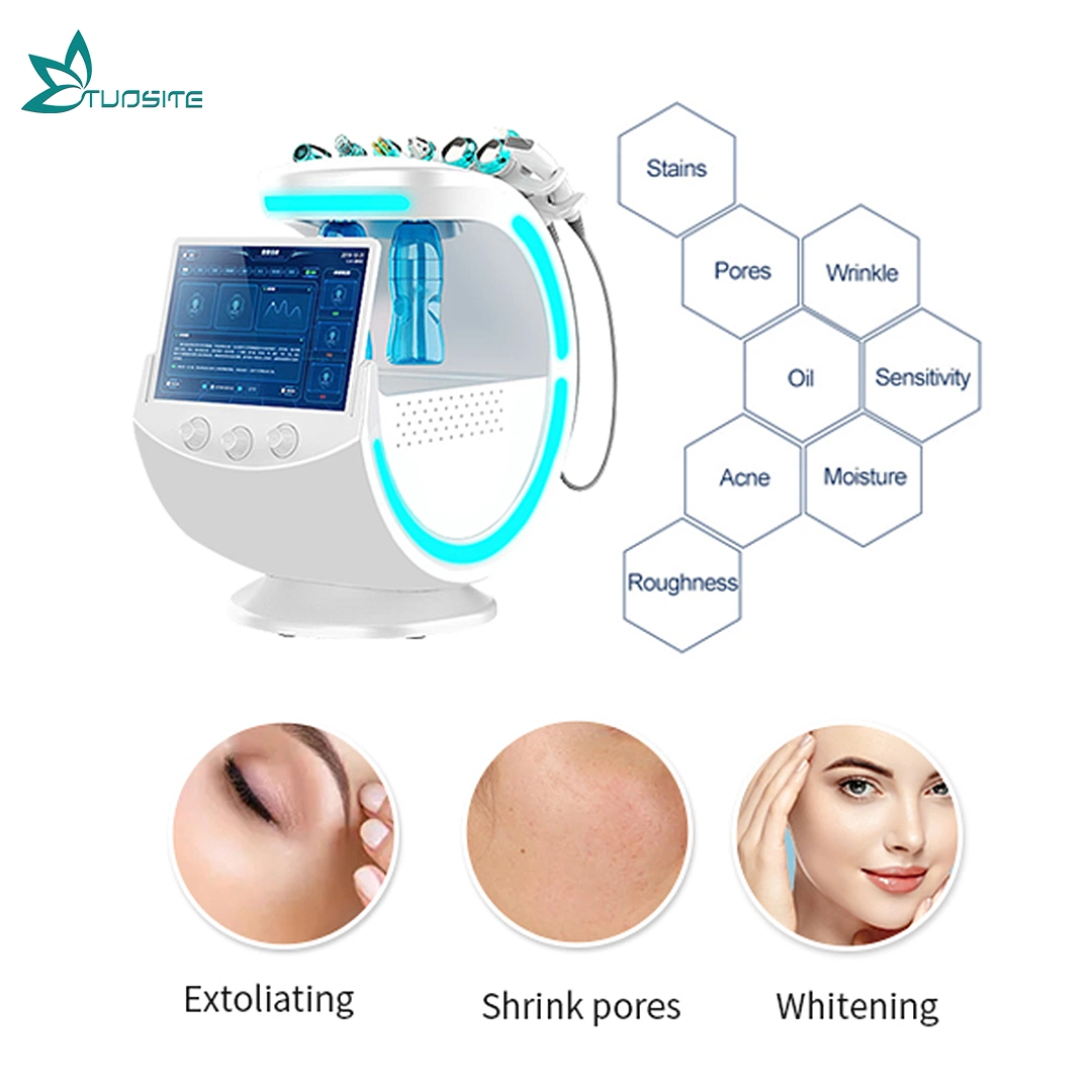 7 multifuncional em 1 Portable Smart azul gelo Hidra de RF de oxigénio peeling de água beleza facial Máquina Analisador de pele