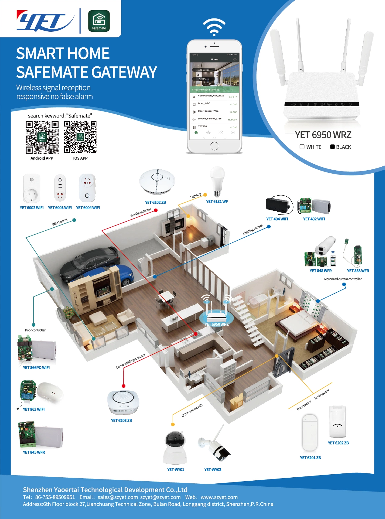 Smart Home Automation Control Center Gateway Door Sensor PIR WiFi APP Control