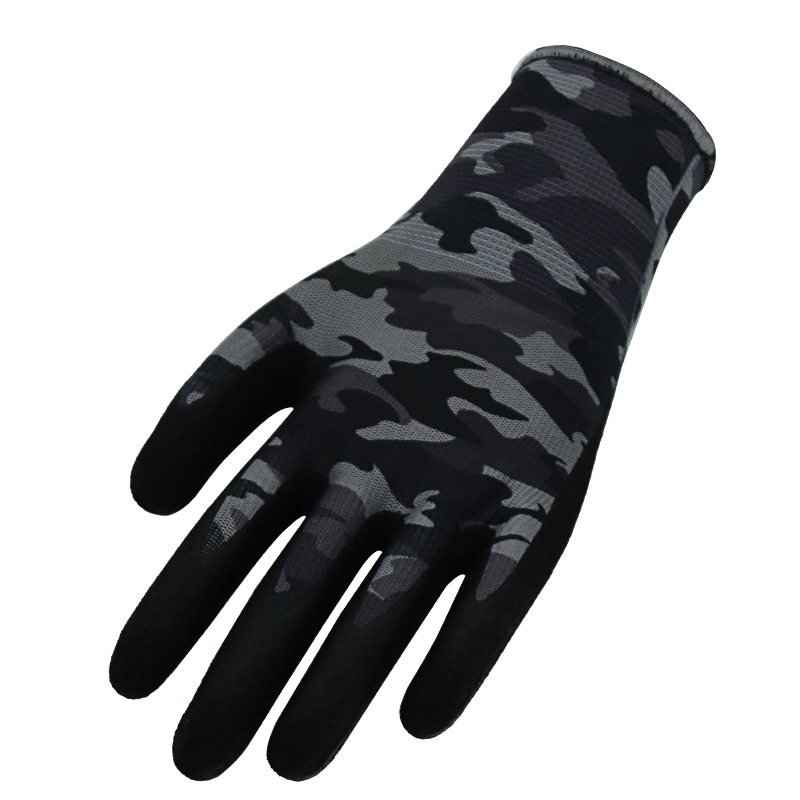 Customized En388 13G Printing Liner Nitrile Sandy Coated Hand Protecive Working Gloves