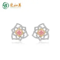 Lab-Grown Diamonds CZ Flower Cluster K Gold Sterling Silver Earrings