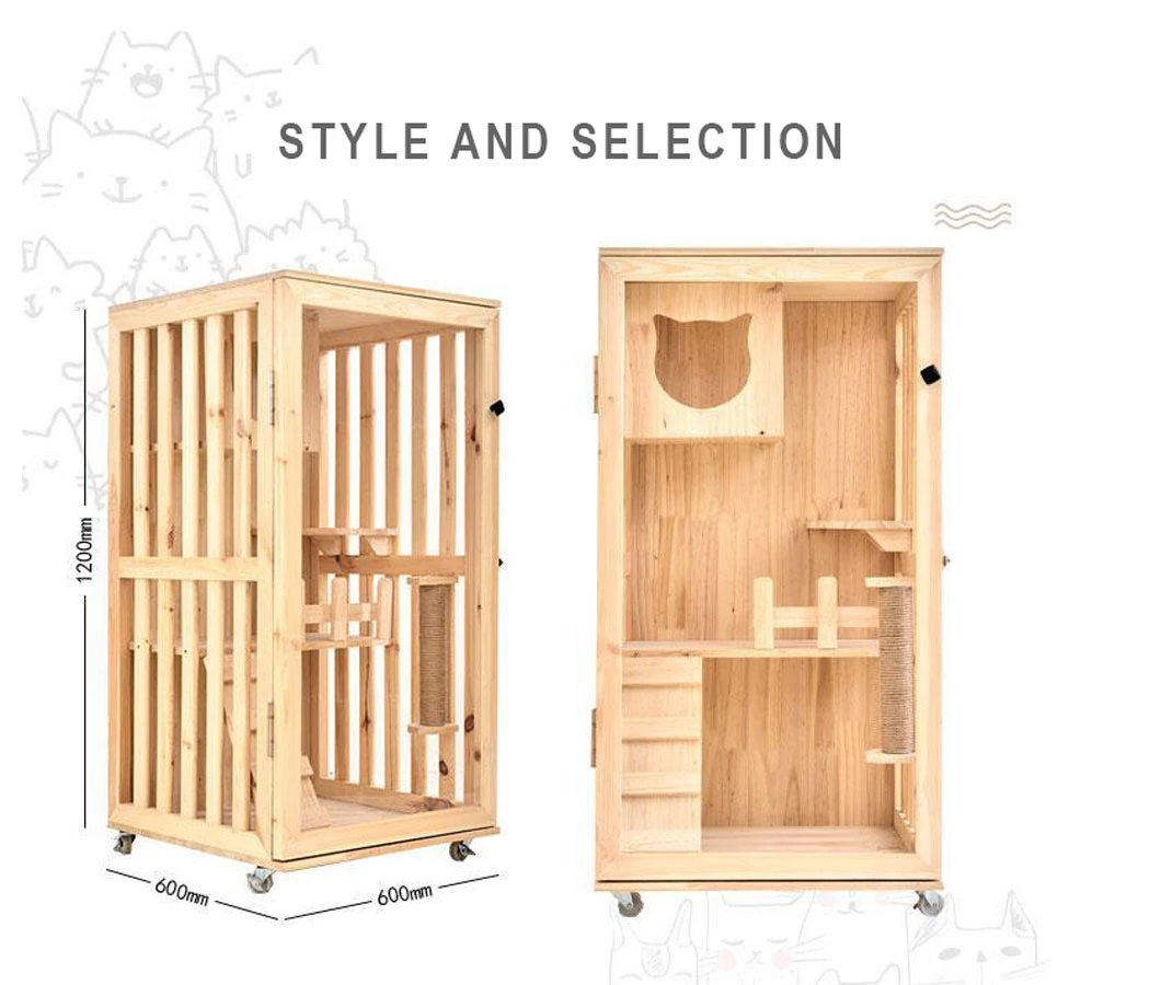 2021 Hot Sell Pet Favorite Home Clean Warm and Steady Wooden Cat Pet Cage