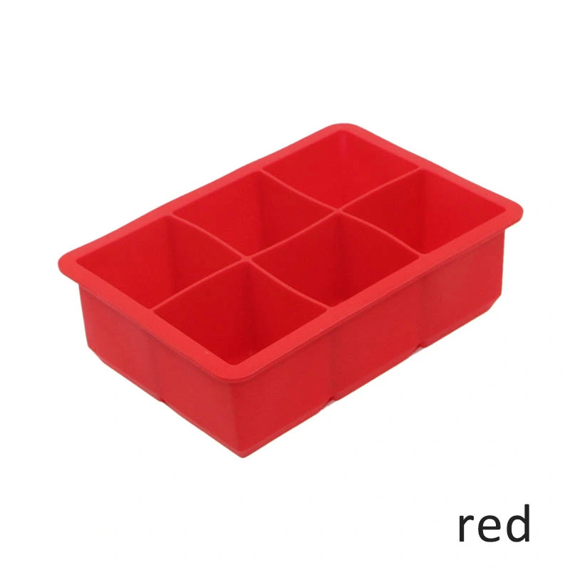 Food-Grade 6 Cavities Square Silicone Ice Cube Tray for Kitchenware