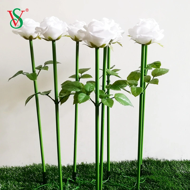 Artificial Tulip Rose Lily Flower Reed Light with Stake for Holiday Garden Landscape Decoration