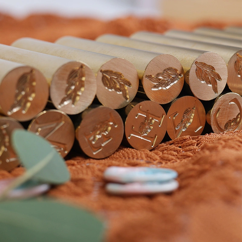 Wax Seal Stamp 15mm Small Copper Pillar Eucalyptus Leaves Letter