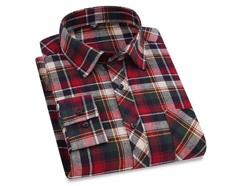 2022good Quality Wholesale/Supplier High quality/High cost performance England Style Flannel Cotton Long Sleeves Plaid Slim Fit Men 's Shirts