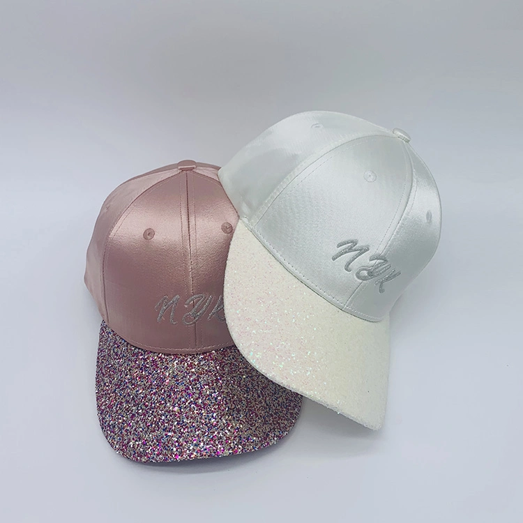 Glitter Satin Curved Bill Baseball Hat