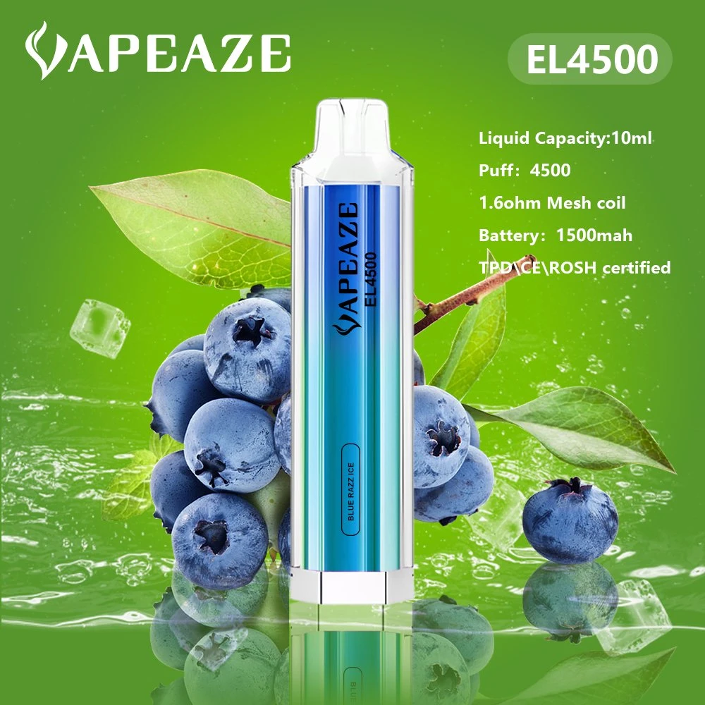 Nuevo Modelo de llegada Venta caliente Crystal VAPE Bar 4500 Puffs Vaporizador seleccionable NIC