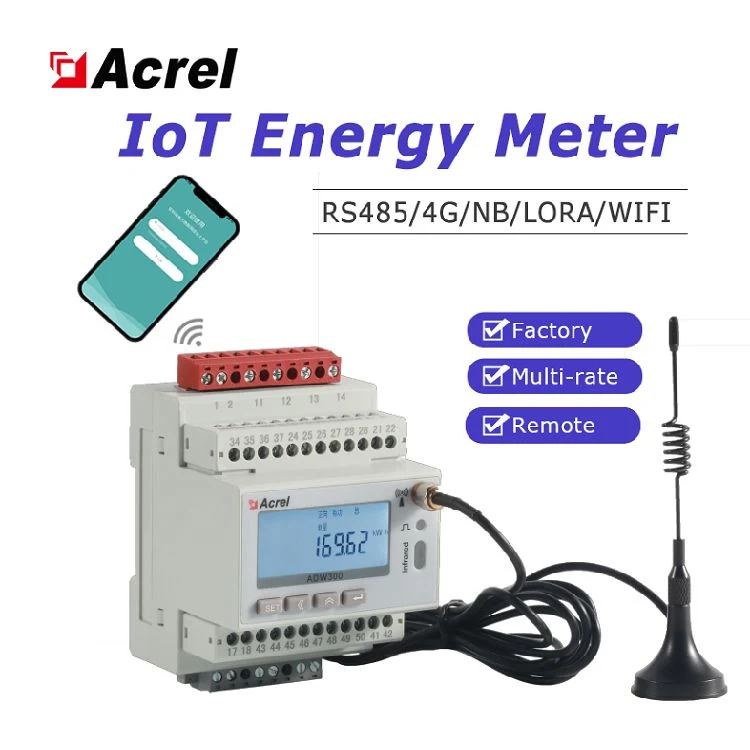 Adw300 Adw210 Adl400 Adl200 Drei-Phasen- Und Einphasige Intelligente Elektrische Energiemessgerät Leistungsmessgerät mit MID Zertifikat Optionales WiFi 4G LoRa LoRaWAN für IoT EMS