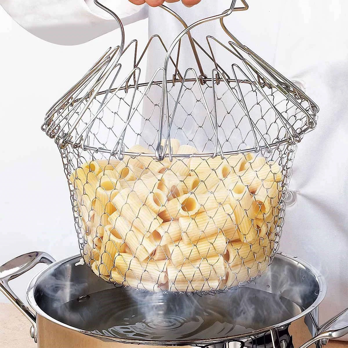 Mingwei Stainless Steel Foldable Fry Basket, Frying Tool for French Fries and Chicken, Kitchen Accessories