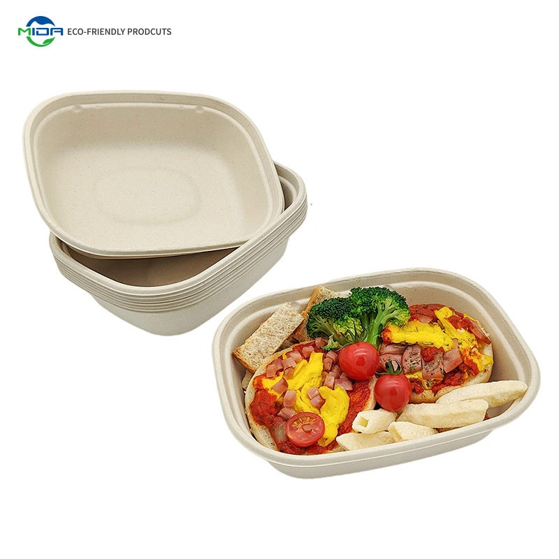 Biodegradable Pizza Boxes Compostable Clamshell Containers Cutlery Dinnerware Sugarcane Food Tray Bagasse Bowl Lunch Box Tableware Used Restaurant Plates