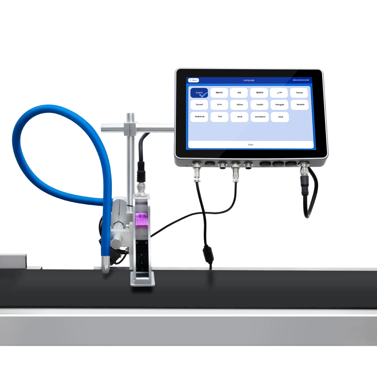 10 pouces LCD Touch Screem Imprimante de codage à jet d'encre thermique en ligne pour l'impression de film rétractable