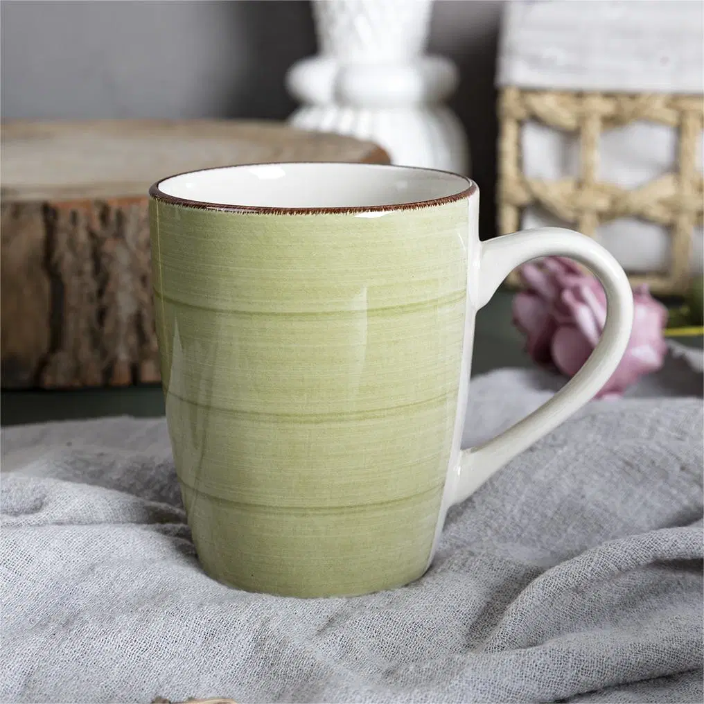 Stoneware Multicolor Hand Painted 11oz Coffee Mugs Set of 4, Ceramic Coffee Cups for Cappuccino, Latte, Tea, Cocoa