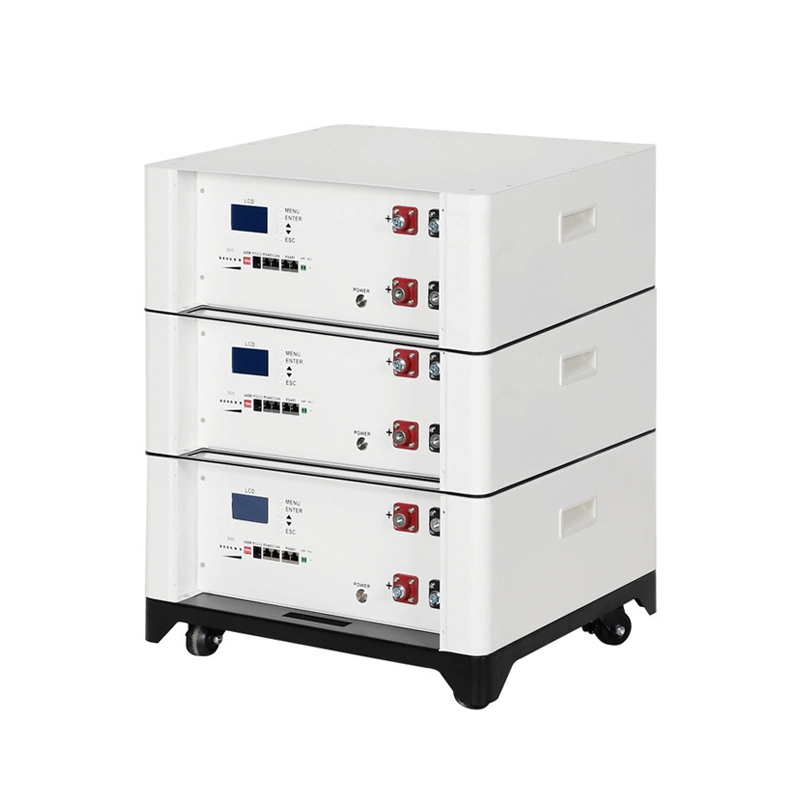 Batterie Li-ion 51,2V 100ah Off Grid Solar System 10kw 15kw Inverseur hybride haute tension solaire 20kw 5kw énergie empilée Batterie de stockage