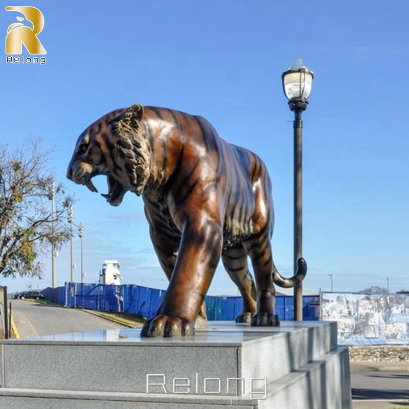 Mayorista/Proveedor de latón decorativo animal Estatua de vida Tamaño Metal Bronce Tigre Decoración de escultura