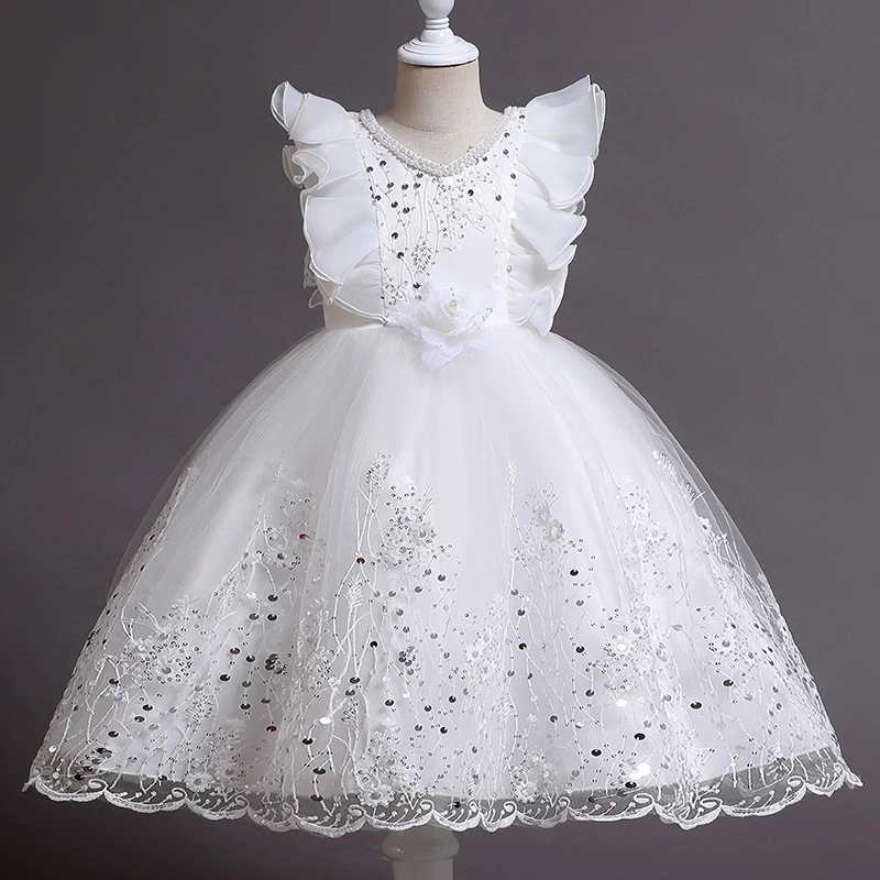 Baby Clothes Fluffy Party Dress Ball Gown Stringy Selvedge Lace Children Apparel China Wholesale/Supplier