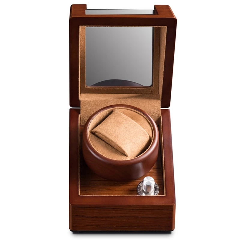 Rendimiento de alta calidad/alto costo 1+0 Madera simple reloj mecánico automático Winder Box Caja de rotador de bobinado Armario batería Remontoir Watchwinder