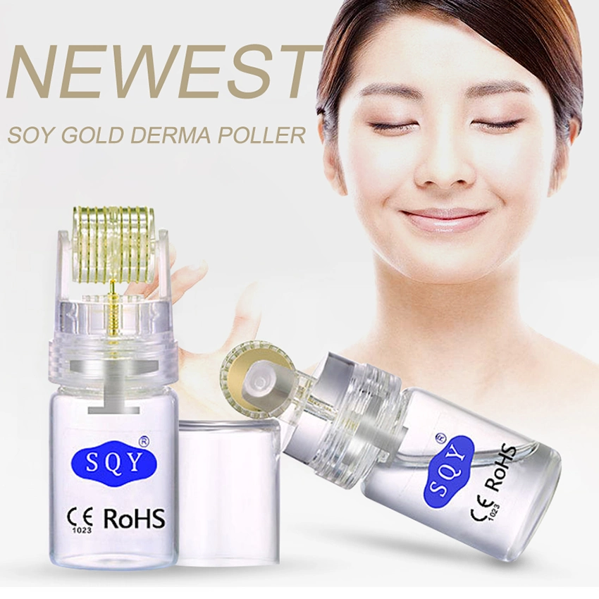 Anti-Aging Glass Bottle 20 Needles Gold Titanium Microneedle Derma Roller