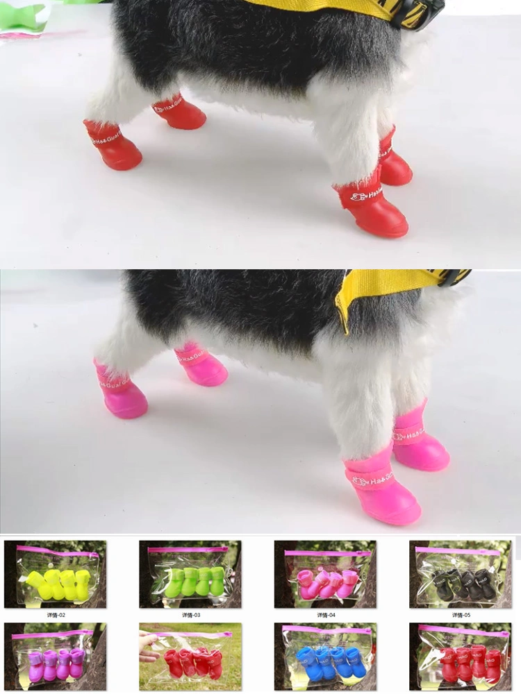 Multi Color Four Pack Non-Slip Pet Shoes PVC Material Rain Boots Comfortable Dog Shoes Waterproof Shoes for Dogs