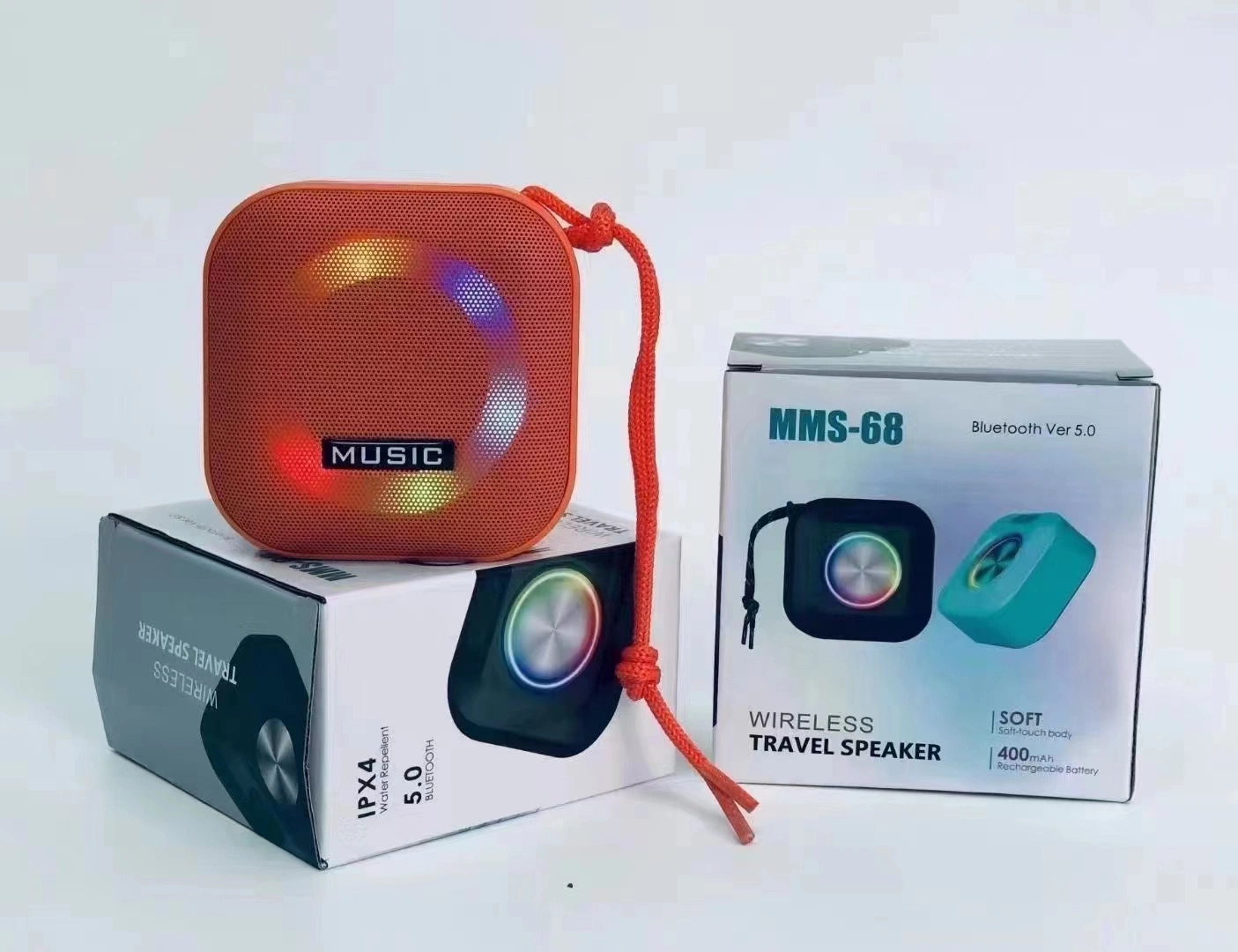 Ld-MMS-68 Mini portátil de luz RGB tejido de conexión inalámbrica Bluetooth Deportes al aire libre Audio estéreo altavoz de radio