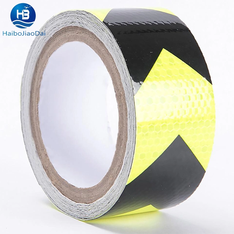 Selbstklebende reflektierende Folie LKW Stoßfänger Anti-Kollisions-Warnschild-Band PVC Bodenmarkierung Band mit hoher Intensität Klebstoff Ultra Bright Wabe Polygona