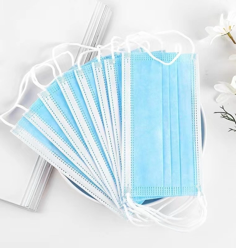 Blue Disposable Mask Flat Dust-Proof Non Woven Face Mask Daily Protection