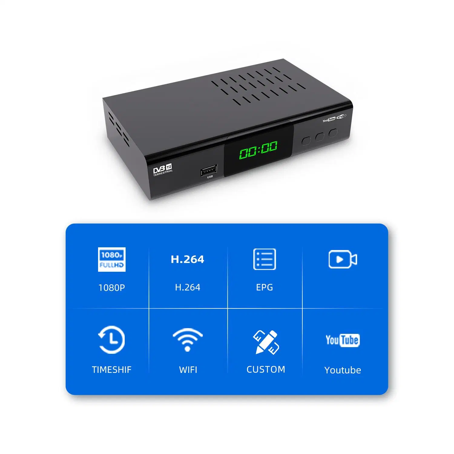 Digital DVB-T2 1080P WiFi Decodificador receptor de TDT receptor DVB T2