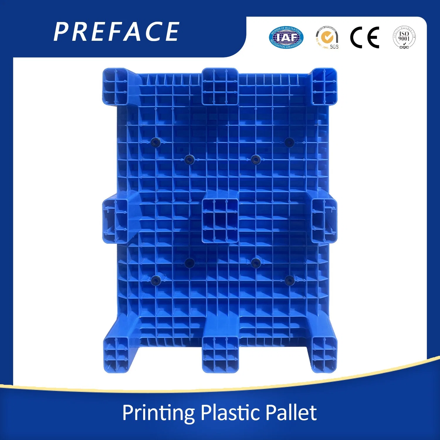 800*650*140mm Flat Top HDPE Nonstop Printing Plastic Pallet for Printing Machine Paper Stacking