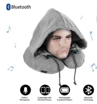 Wireless Headphone Travel Pillow Combined with Stereo Earphones