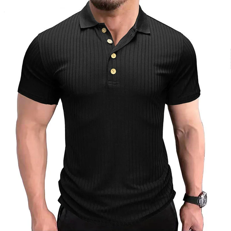 Polo Shirt for Men with Short Sleeve Stitching Lapel Top Bottoming Shirt Trendy T-Shirt