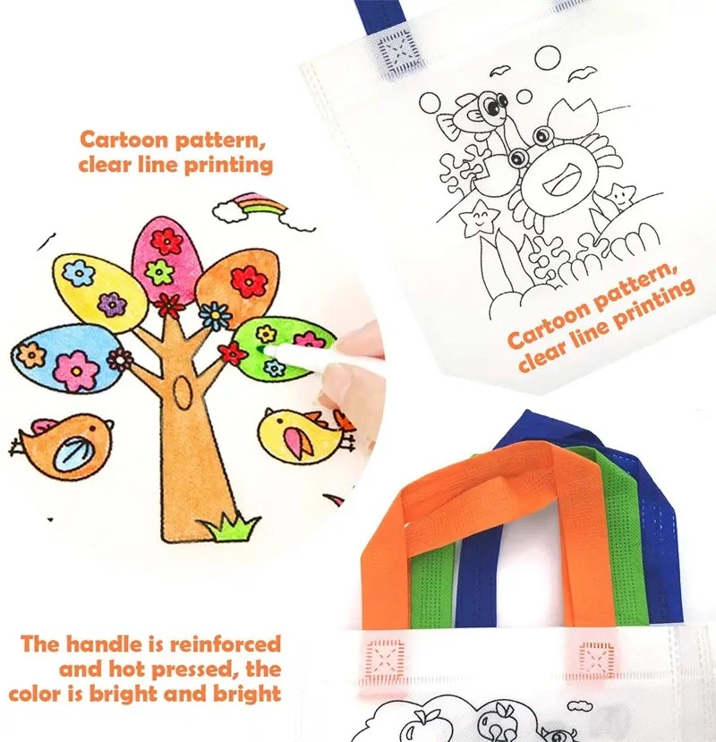 Reusable Kits DIY Popular Children's Painting Eco Laminated Non Woven Tote Bag Shopping Bag