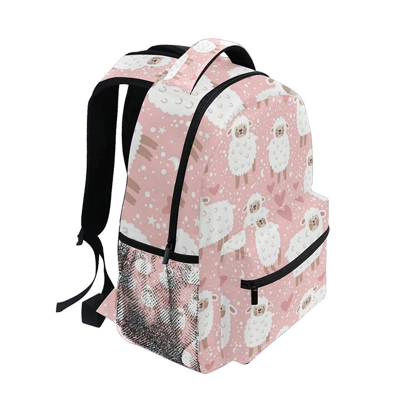 Los niños Mochila Mochila escolar personalizada portátil bolsas de viaje para los Niños Los Niños Niñas corderos ovejas Lunares Rosa Corazón