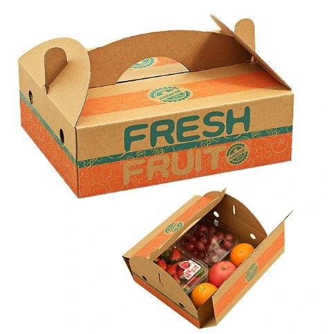 Custom Logo High Definition 5 Color Flexo Printing Corrugated Cardboard Paper Pear Orange Apple Lemon Mango Banana Fruit Vegetable Packing Packaging Carton Box