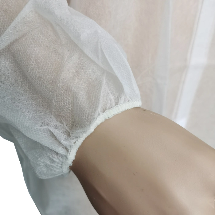 ISO13485 Disposable PP Nonwoven Dust Proof Garment with Collar Without Pocket for Food Factory