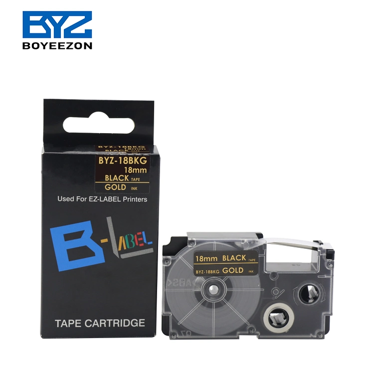 Byz-18bkg Gold on Black 18mm*8m Compatible Casio Compa Tible Ribbon