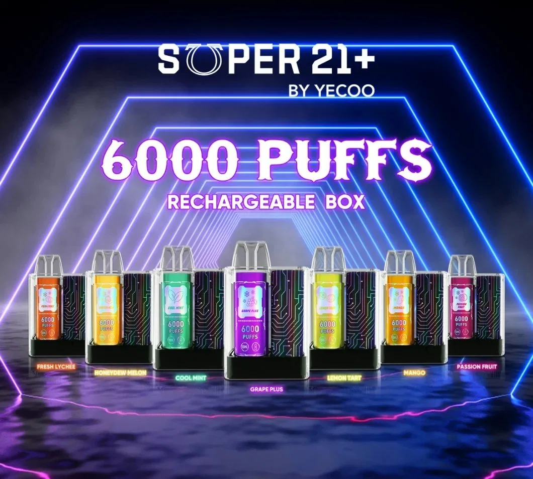 Super 21 Plus 6000 recarregável Polarbox Retro Cooler Atacado I Vape Atacado e cigarro eletrónico Cigar 510 atomizador e Hookah Carregador